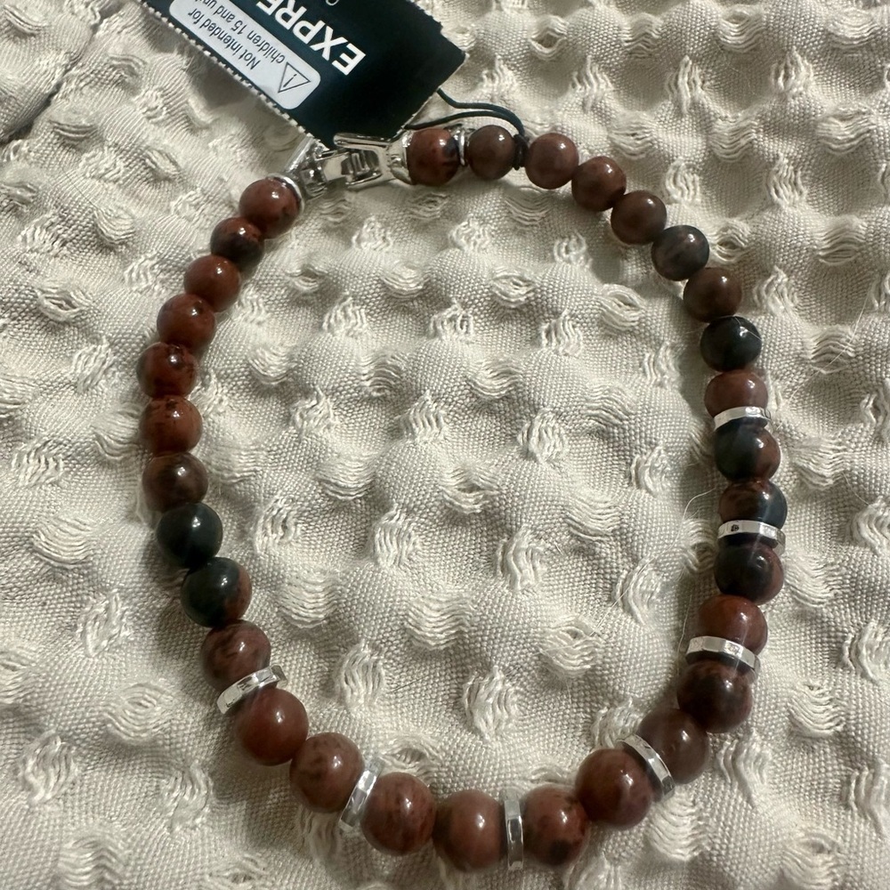 Men’s Express Genuine Stone Bracelet • Mahogany Obsidian • NWT